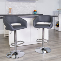 Flash Furniture CH-122070-GY-GG Contemporary Gray Vinyl Adjustable Height Barstool